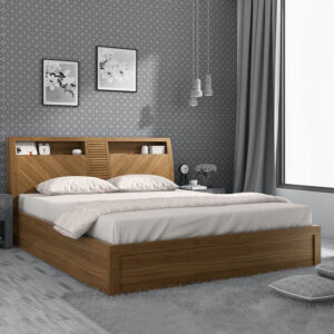 Kosmo Monarch King Size Bed with Storage Natural Teak