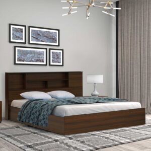 Mozart King Size Bed with Storage in Walnut Finish